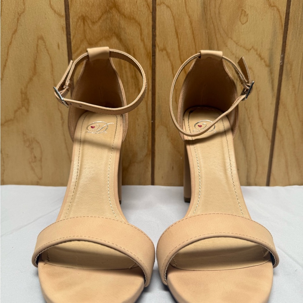 Elegant Nude Ankle Strap Heels